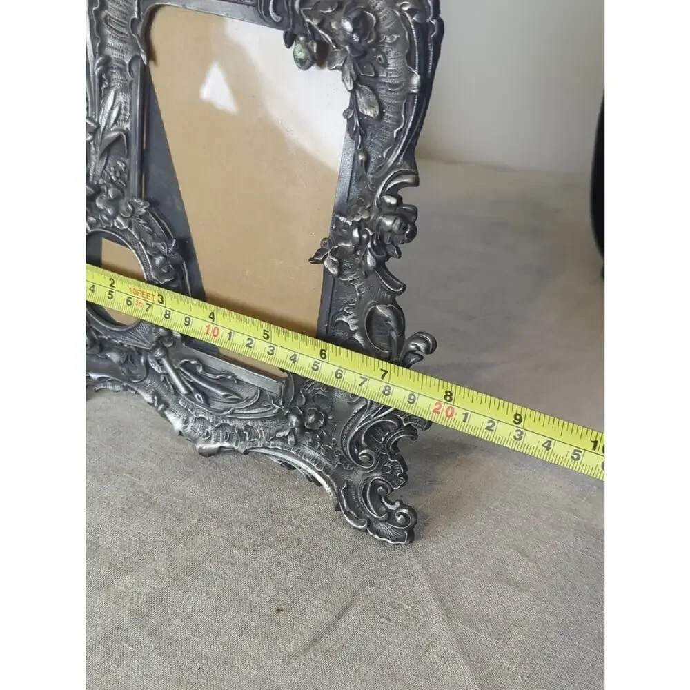 Vintage Floral Metal Picture Frame Romantic Cottage Decor Coquette Vanity